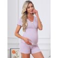 thumbnail image 3 of DARING DIVA Women's Nursing Modal Short Sleeves Postpartum Pajama Sets S Purple, 3 of 7