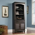 Sauder Harbor View Library Bookcase with Doors, Antiqued Paint Finish