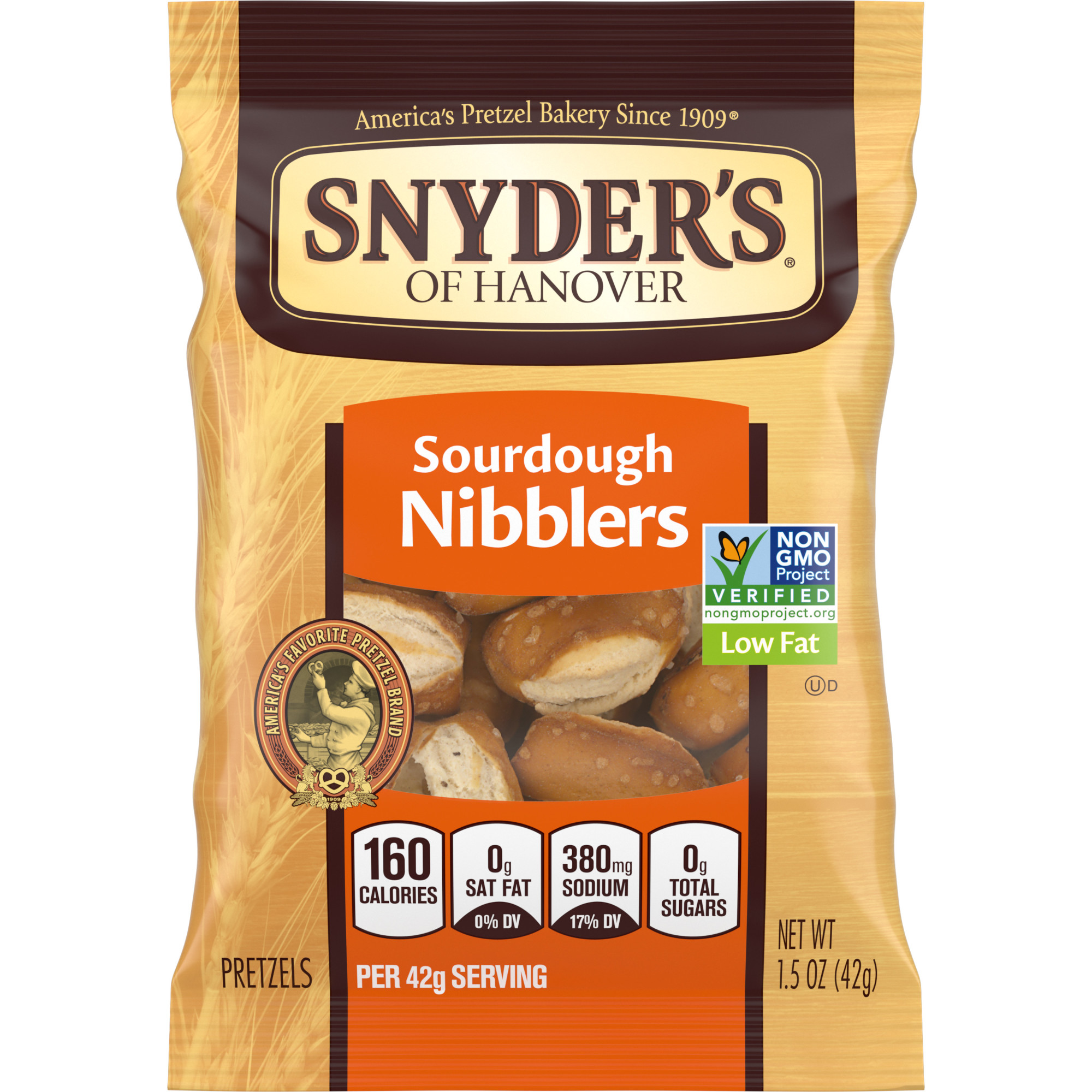 Snyder's of Hanover Pretzels, Sourdough Pretzels Nibblers, Snack Bag 1.