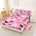 thumbnail image 2 of Feelyou Kawaii Ghost Pumpkin King Sheets, Cute Bat Rainbow Bedding, Pink, 4pcs, 1 Flat Sheet, 1 Fitted Sheet and 2 Pillowcases, 2 of 5