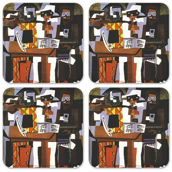 Vinyl Drink Coasters - Set of 4 - Picasso: Three Musicians