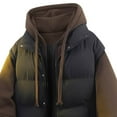 thumbnail image 4 of WRKEKC Winter Jackets for Men Solid Color Layered Look Vest Stand Collar Zipper Pocket Cotton Jacket Long Sleeve Casual Wear, 4 of 5