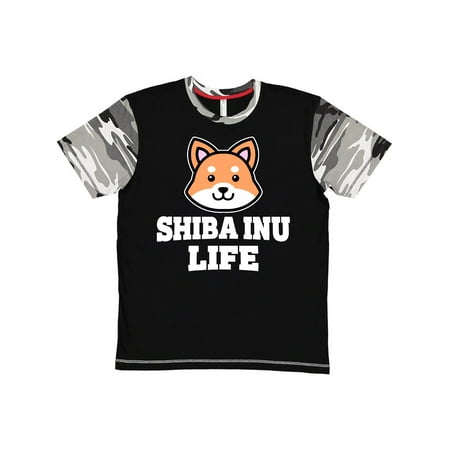 Inktastic Shiba Inu Life Adult T-Shirt Male Black and Snow Camo L