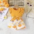 thumbnail image 2 of ZACPNCV Toddler Girl Short Set Summer Clothes Cotton Short Sleeve Top and Shorts Outfit Yellow 18-24 Months, 2 of 9