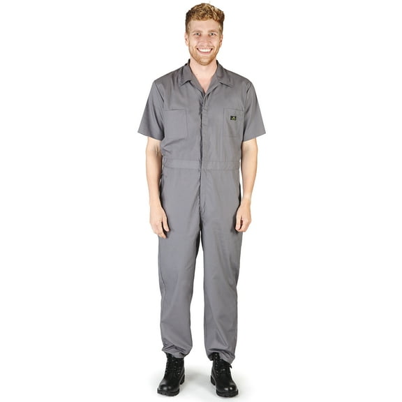 Natural Workwear Adult Unisex Mens Short Sleeve Coverall Grey XL - Runs 1 Size Small