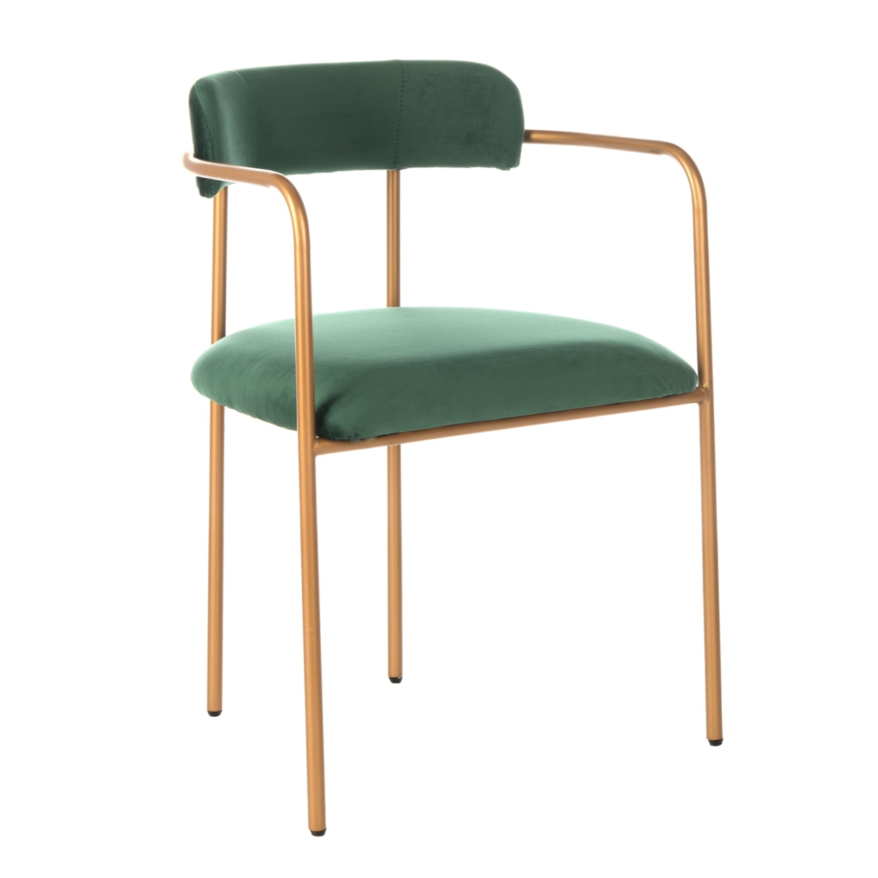 SAFAVIEH Camille Modern Solid Side Chair, Malachite Green/Gold, Set of 2