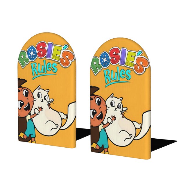 Las Reglas de Rosie Sujetalibros decorativos temáticos, tope para estantería con base antideslizante, uso dual para hogar y oficina - 2 piezas