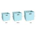 thumbnail image 6 of JIAessentials Set of 4 Foldable Faux Leather Cube Storage Bins Collapsible Baskets 12 inch with Dual Handles - Blue Medium, 6 of 8