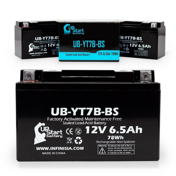 3-Pack UpStart Battery Replacement for 2011 Yamaha Zume 125 125CC Factory Activated, Maintenance Free, Scooter Battery - 12V, 6Ah, UB-YT7B-BS