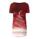 thumbnail image 4 of Camiseta Impresa con Cuello en V de Manga de Raglan de la Parte Trasera Larga Delantera Corta de las Mujeres de Navidad, Vacaciones Informales, 4 of 7