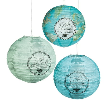 Grad Adventure Paper Lanterns - Party Decor - 6 Pieces