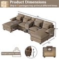 thumbnail image 3 of Wiilayok 130" Oversized U Shaped Chenille Sectional Sofa with Pet House Console, Deep Seat Couch with High Back, Wide Armrests,High Resilience Foam, Storage, Cup Holders for Living Room, Light Brown, 3 of 10