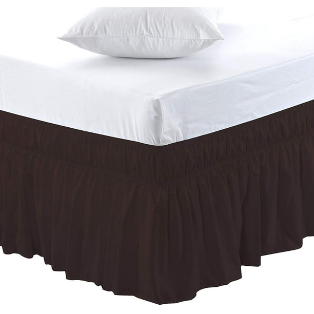 Wrap Around Bed Skirts for Queen 60 x 80 Beds 15 Inches Drop, Chocolate