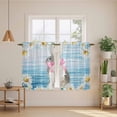 thumbnail image 2 of Blue Easter Bunny Kitchen Curtain for Berdoom Living Room Cafe 54 Inch Length, Spring Daisy Modern Ombre Striped Tiers Curtains Light Filtering Drapes Rod Pocket Window Treatment 2 Panels 52"Wx54"L, 2 of 8