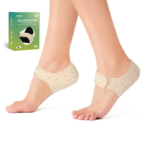 Welnove Heel Protectors Cups for Plantar Fasciitis - Heel Cups for Women Men Heels Spur Pain Relief - Heel Inserts Pads for Achilles Tendonitis Dry Cracked Heel Support Cushion (Size: W 4.5-9 / M 5-8