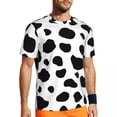 thumbnail image 3 of Cow Print Spots T-Shirt Mens Black And White Animal Funny Gym T-Shirts Breathable Summer, 3 of 5