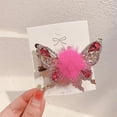 thumbnail image 2 of [Rose Red] Mink Hair Butterfly Hair Clip, 2 of 9