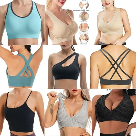 

LUXIF Women s Medium Support Racerback Sports Bra with Mesh Back Pack of 3