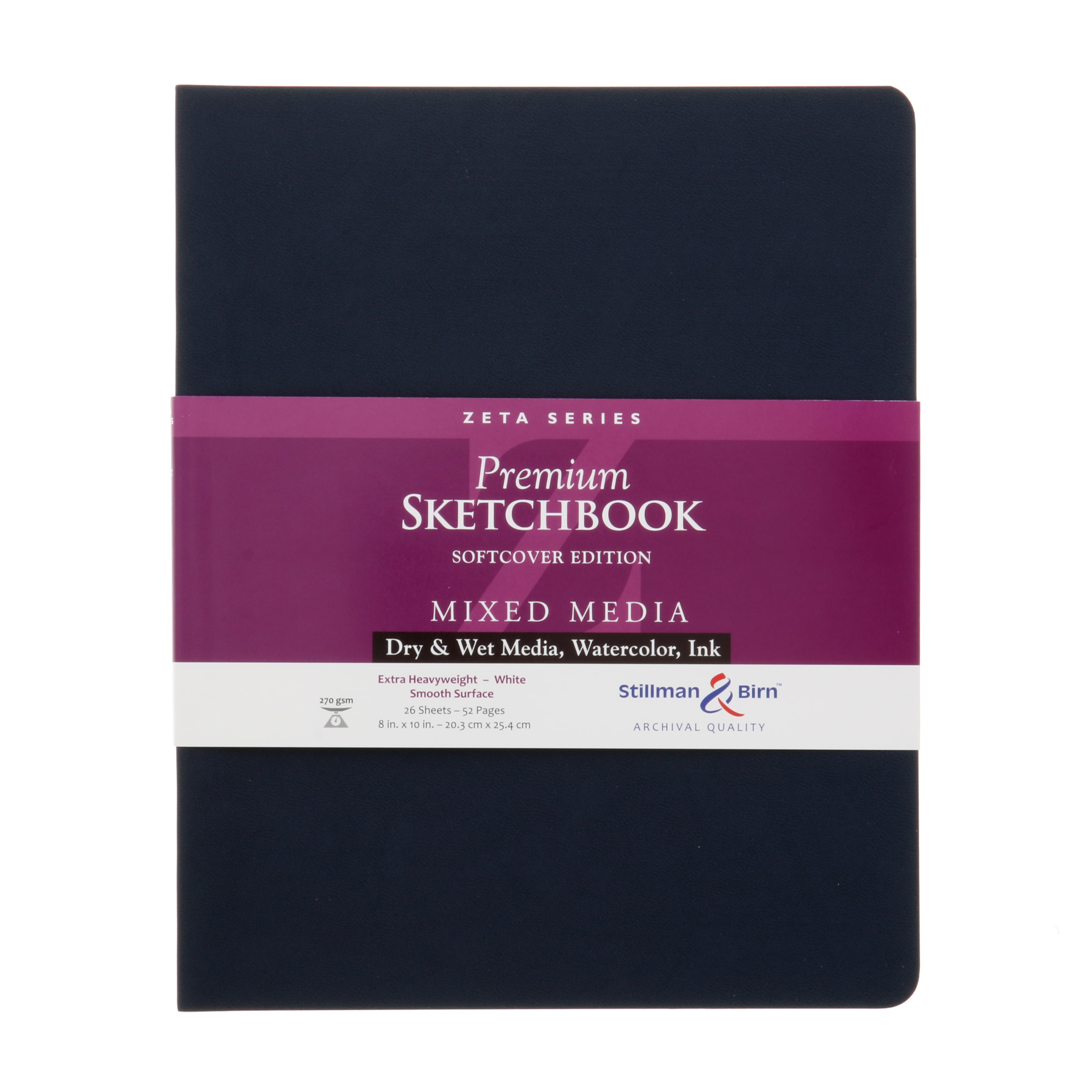 25 Sheets Stillman & Birn Zeta Hardbound Sketchbook 5.5x8.5 Natural White Heavyweight 180lb