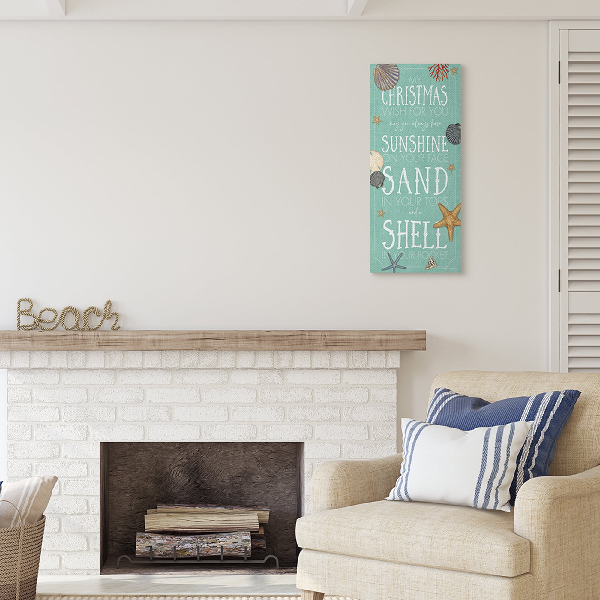 Stupell Industries Christmas Wish For You Sentiments Nautical Holiday Nature Painting Gallery Wrapped Canvas Art Print Wall Art, 13 x 30