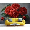 thumbnail image 2 of Red Rose Wall Mural - Romantic Flower Wallpaper For Living Room, Rose Mural 79"W x 55"H (Not Peel and Stick), 2 of 6