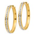 thumbnail image 2 of Real 14kt Yellow Gold Diamond Fascination Round Hinged Hoop Earrings; for Adults and Teens; for Women and Men, 2 of 3