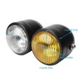 thumbnail image 2 of Universal Motorcycle 8.5in Iron Front Double Twin Round Headlight Lamp(Black and White Yellow), 2 of 4