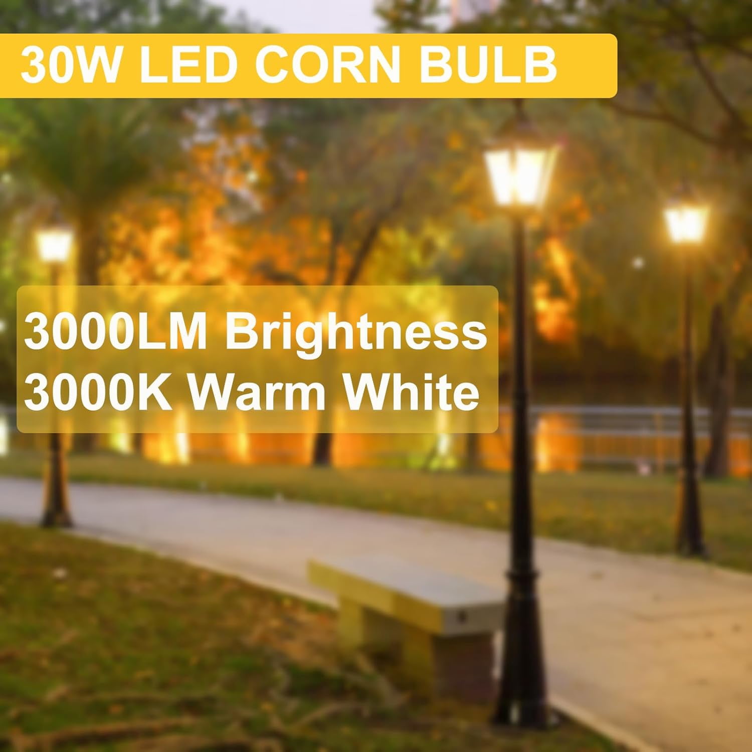 2 Pack 200W Equivalent Led Corn Light Bulb, 3000 Lumen 3000K Daylight White 30W LED Corn Lamp, E26/E27 Base LED Light Bulb for Home Garden Garage Backyard Street Office Household