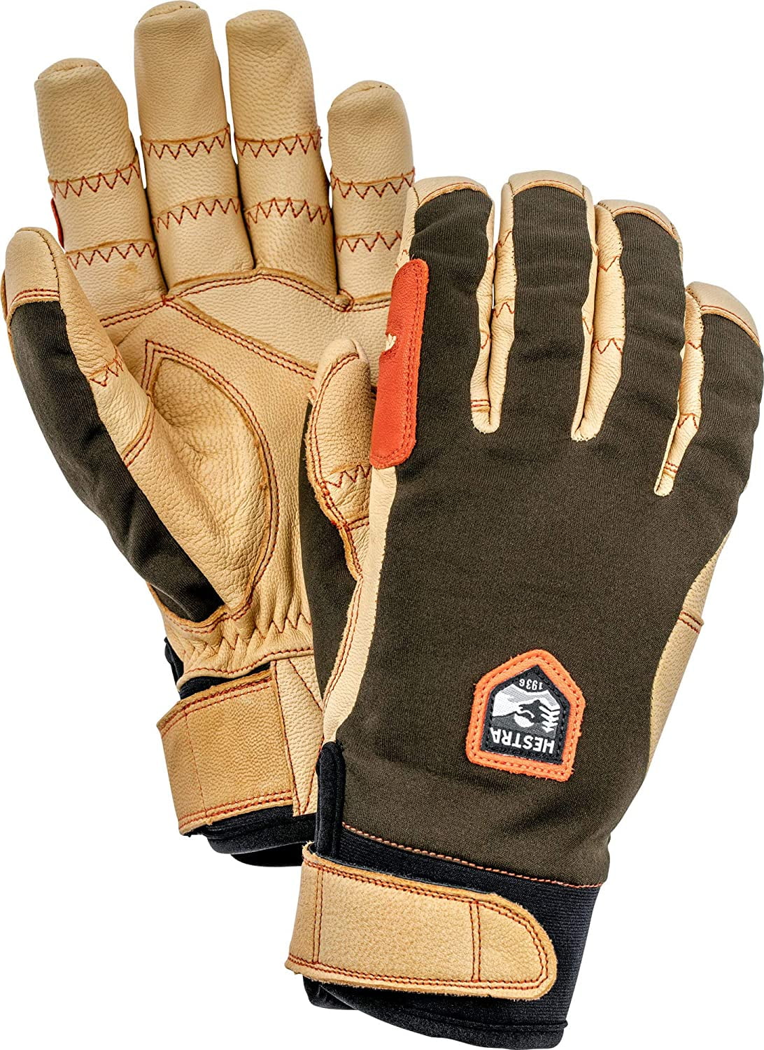 2022 Men's Hestra Ergo Leather 5 Finger Ski Gloves Size 9 Black 32950 
