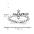 thumbnail image 2 of 2.5mm 925 Sterling Silver Stackable Rhodium Plated Aquamarine Religious Faith Cross Ring Size 6 Stackable Ring for Women, 2 of 2