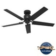 thumbnail image 3 of Hunter 52 inch Outdoor or Indoor Ceiling Fan No Light - Black Ceiling Fan without Light, For Patio, Porch, Garage, or Living Room, Standard Mount, 5 Blades, Pull Chain - Windbound 51459, Matte Black, 3 of 15