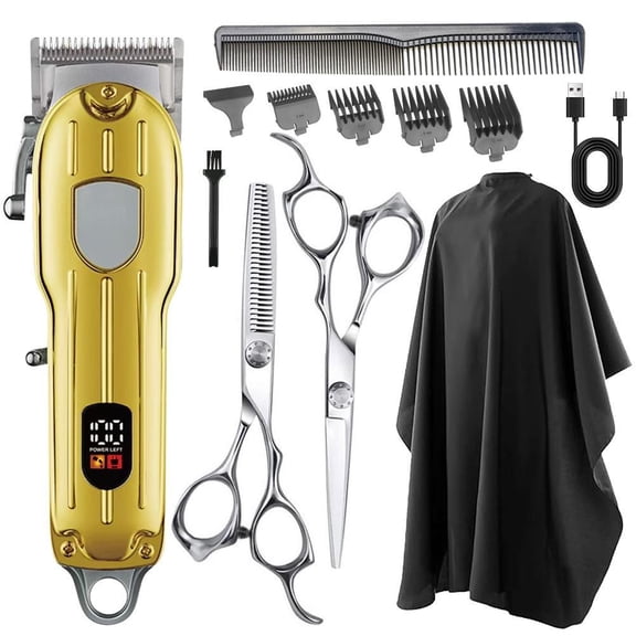 Venoro Cordless Digital Hair Clipper Set for Men - W/ Scissors Combs Home Haircut Kit