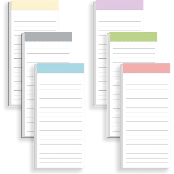 6 Pack Magnetic Notepads for Fridge, Grocery List Magnet Pad Refrigerator, Memo Notepad with Lined Pages, 50 Sheets per Note Pads To-Do List, Shopping List(300Sheets)