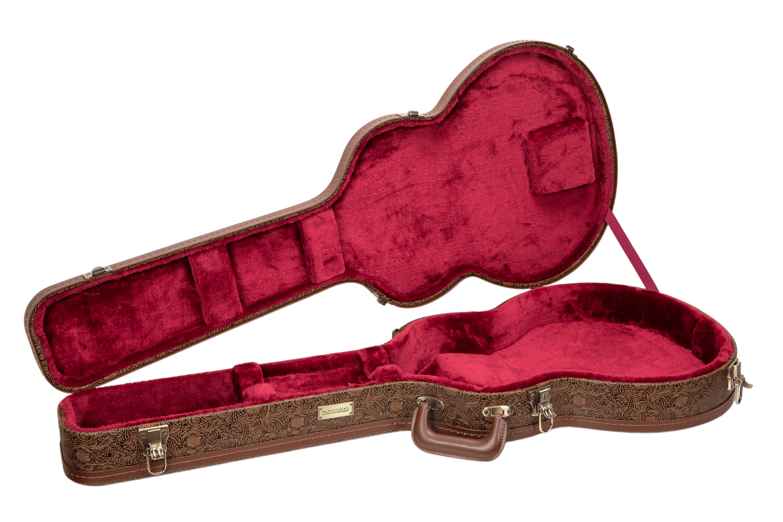Crossrock Designer Series Case fits 335 Style 6-string Semi-Hollow Electric Guitars- Security Lock, Metal Feet, Storage Space- Blossom Brown