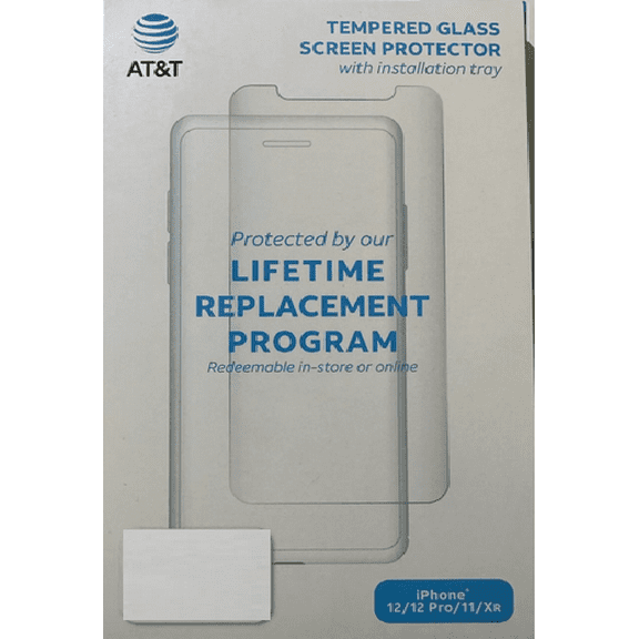 AT&T Tempered Glass Screen Protector For iPhone 12/12 Pro/11/XR