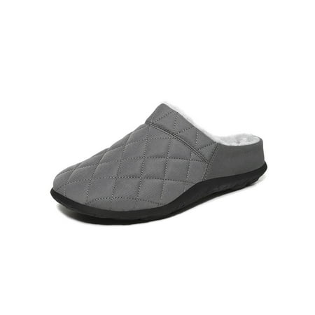 

Avamo Men Indoor Lightweight Cozy House Shoes Home Warm Shoe Breathable Fuzzy Clog Slippers Grey 10.5
