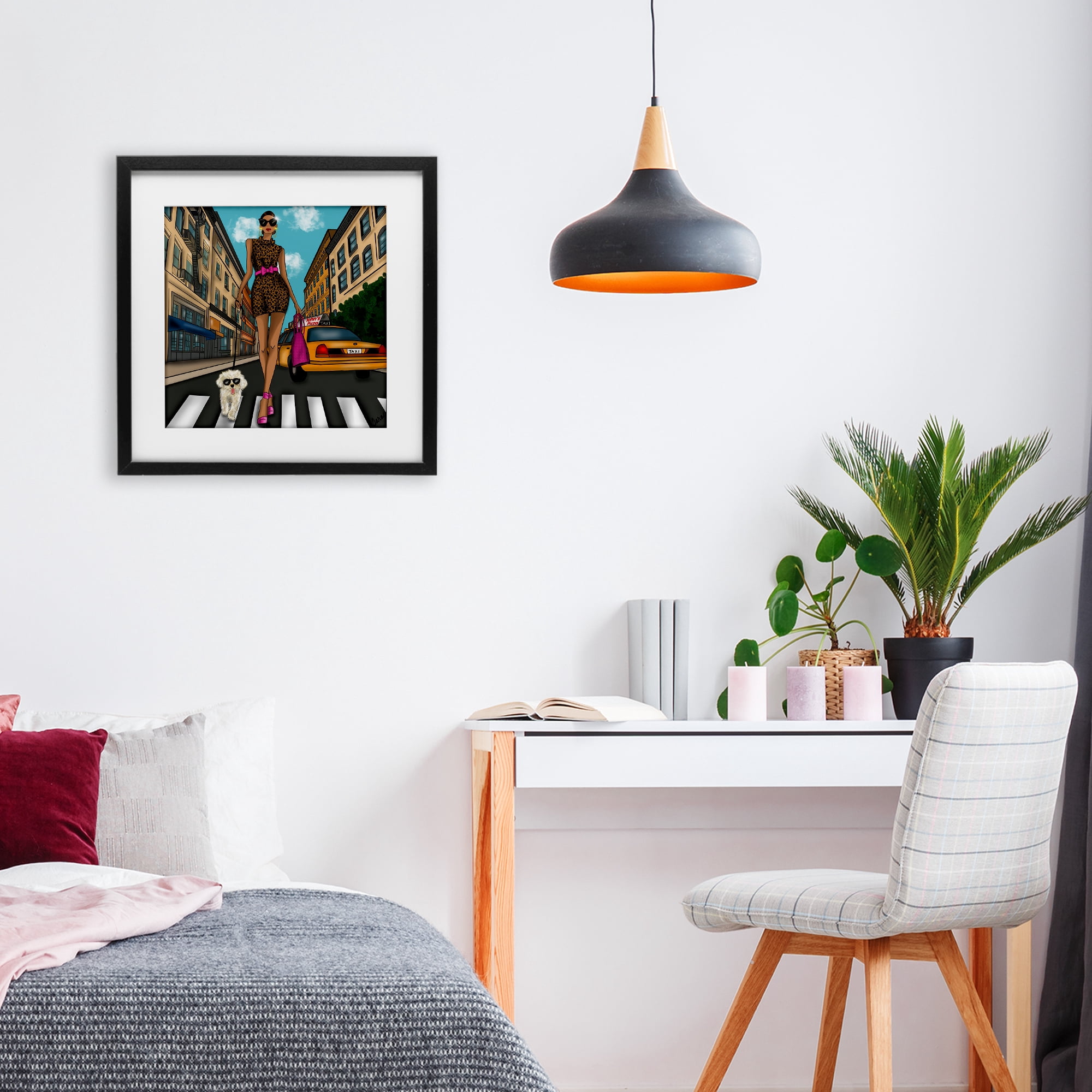 Stupell Industries Fashion Girl in Big City Black Framed Print Under Glass, design by Tara Boone