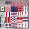 thumbnail image 2 of July 4th Shower Curtain, Blue and Red Stars Stripe American Flag Bathroom Decor Bath Curtain, President's Day Independence Day Polyester Fabric Shower Curtain Set with Hooks, 2 of 3