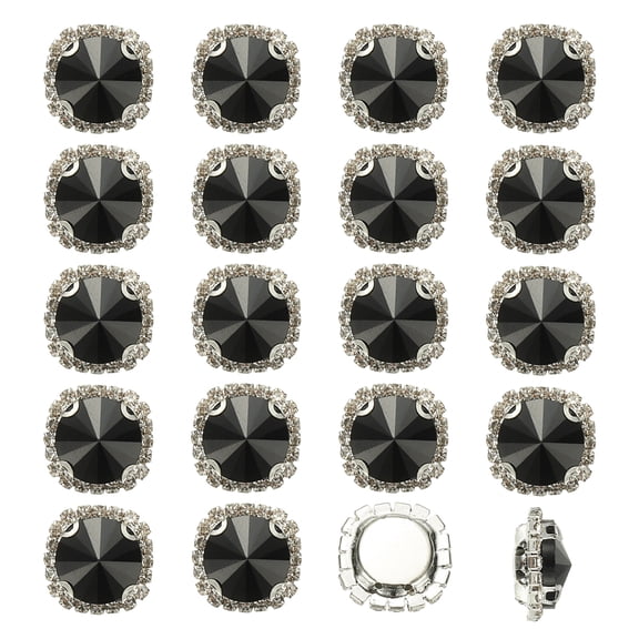 Uxcell 32Pcs Rhinestone Buttons, Flatback Sew on Rhinestones for Crafts, Black