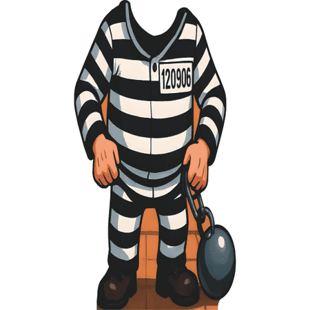 SS11274 Prisoner Ball N Chain Cartoon Headless Prison Jail Stand In Cardboard Cutout Standee Standup