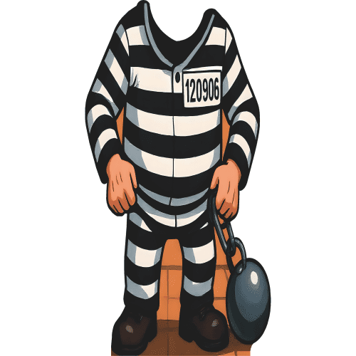 SS11274 Prisoner Ball N Chain Cartoon Headless Prison Jail Stand In Cardboard Cutout Standee Standup