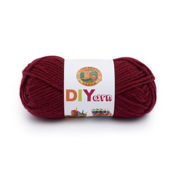 Lion Brand Yarn DIYarn Burgundy Craft Medium Acrylic Red Yarn - Walmart ...