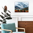thumbnail image 4 of Autumn Mountain Forest Canvas Wall Art, Snow Capped Mountain with Fall Trees Print, Misty Nature Landscape Artwork for Living Room Bedroom Office, Ready to Hang, 4 of 6