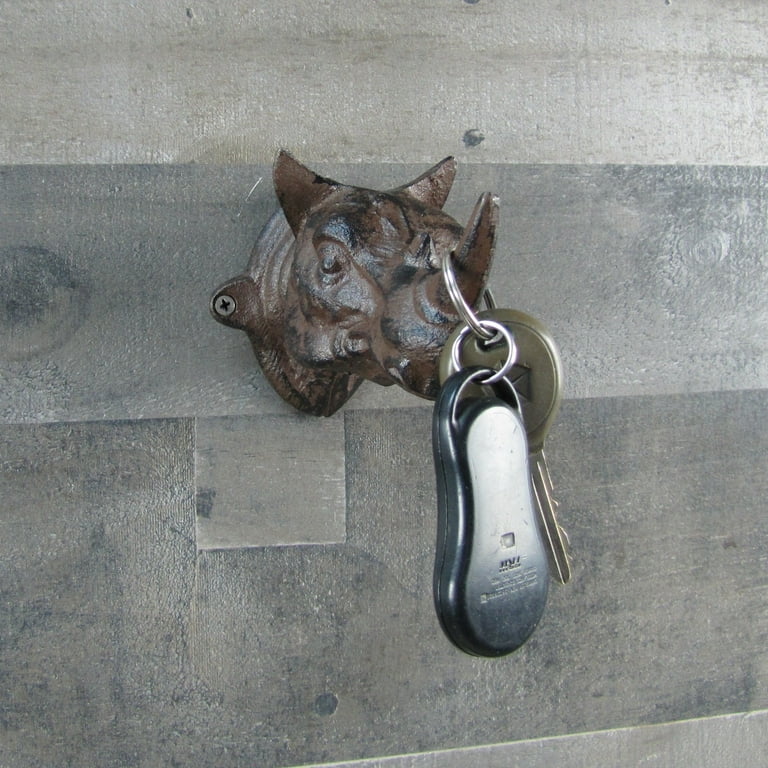 Cast Iron Wall Mount Rhino Head Single Hook Keyring Holder Key Hanger Hat Rack
