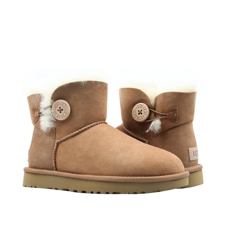 Ugg Women'S Mini Bailey Button Ii Chestnut High-Top Sheepskin Boot - 10M