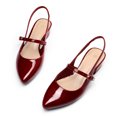 thumbnail image 4 of Pennysue Women's Slingback Sandals Burgundy Low Block Heel Mary Jane Pumps 6M, 4 of 6
