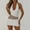 01 White, variant on YueHuiYing Women’s Open Back Sheer Lace Mini Dress Plunging Halter Ruffles Bodycon Short Dress