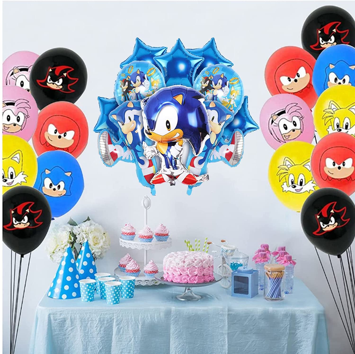  5 pcs Sonic Balloons, Sonic Party Supplies, Kids Baby