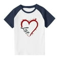 thumbnail image 4 of FAWUUDO Kids Valentines Day Graphic Tee Short Sleeve Raglan Sleeve T Shirt Casual Printed Boys Girls Holiday Gift Idea Navy 3-4 Years, 4 of 9