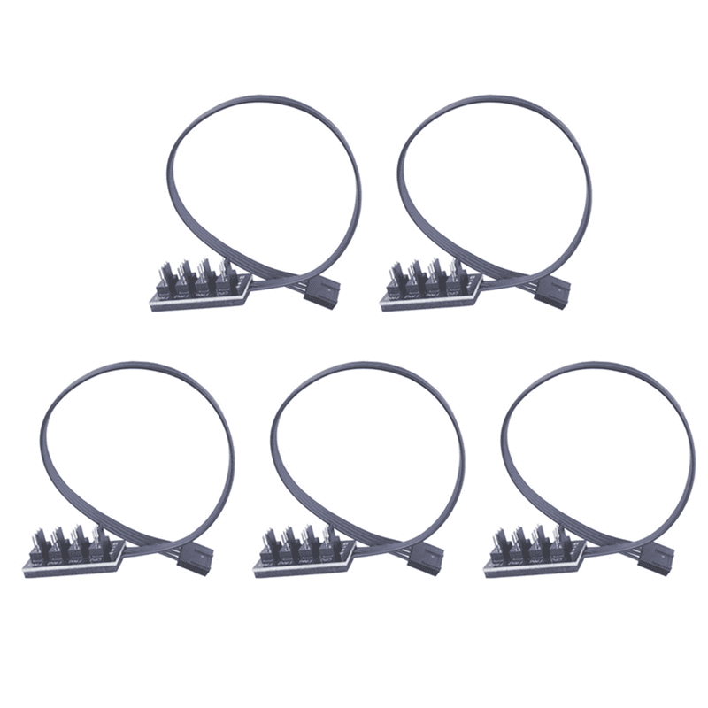 5Pcs Computer Case Fan Hub Extension Cable 1 To 4 PWM Fan HUB 4Pin